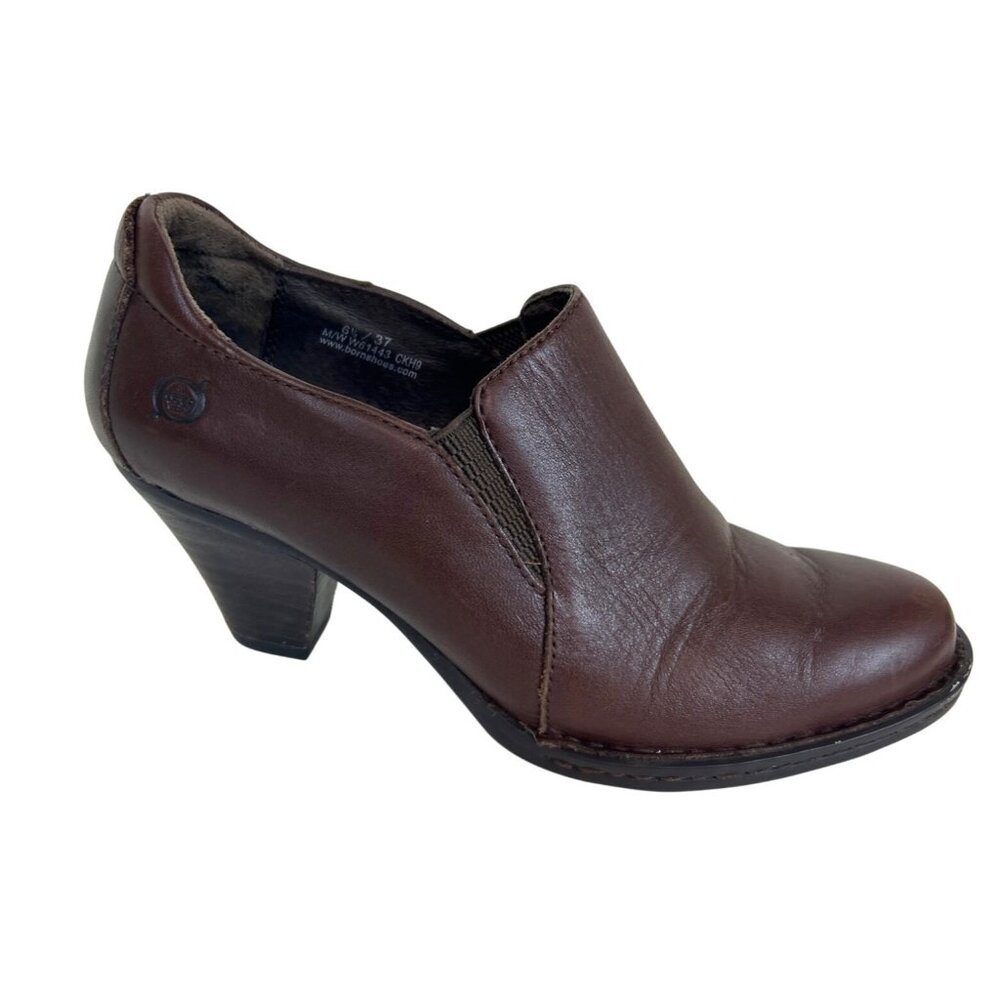 Born Heeled Shoes Leather Stretch Slip On Bootie Size 6.5